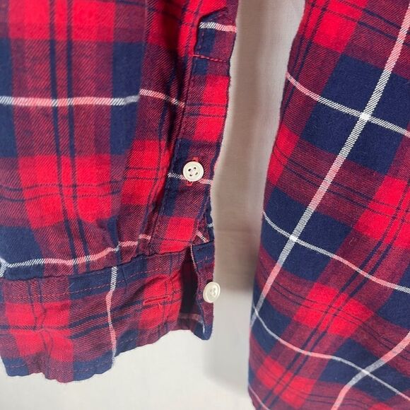 J. Crew Red/Blue Plaid Popover Flannel Shirt Sz XS - Picture 4 of 6